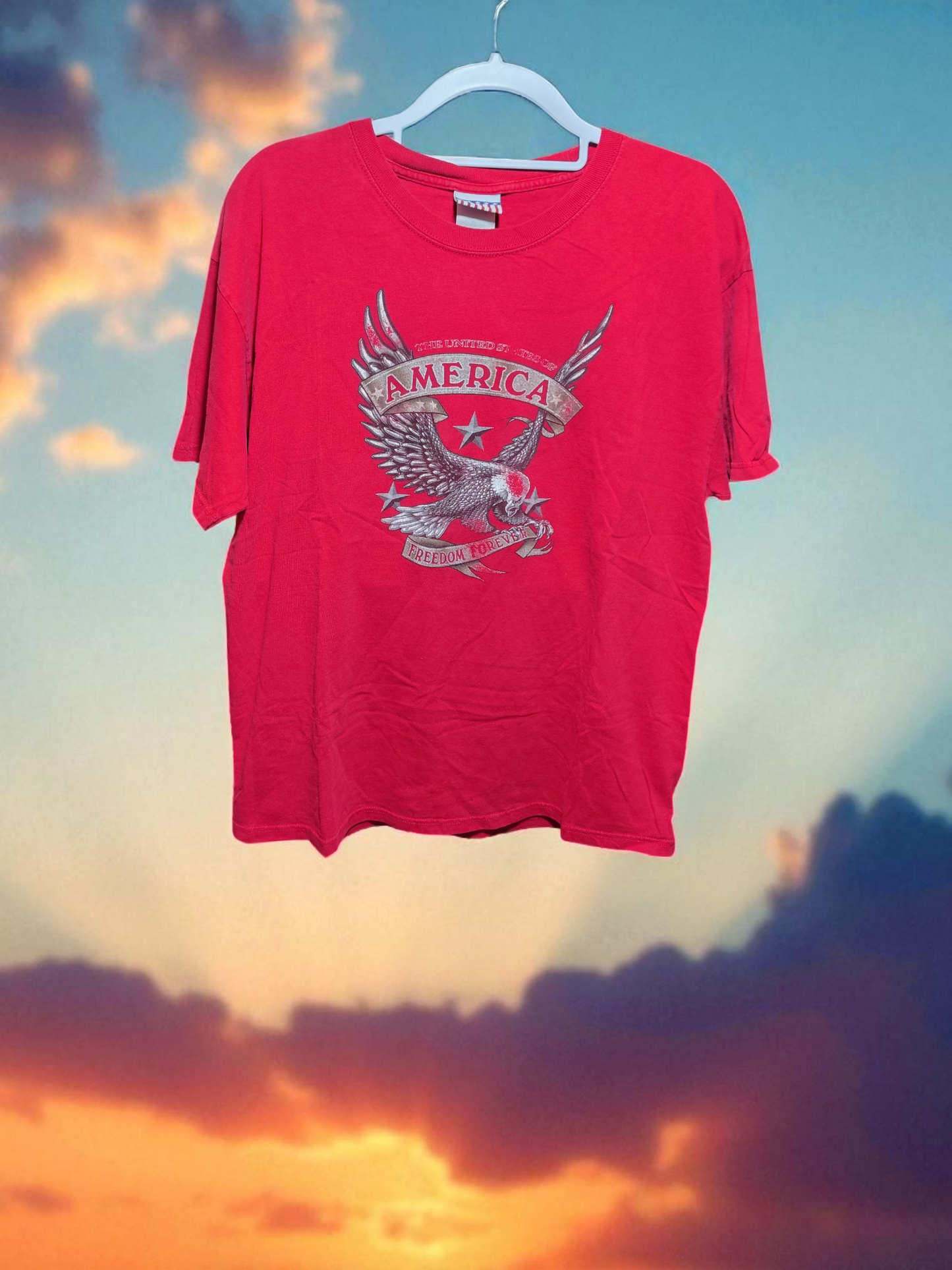 Red American forever T Adult LG