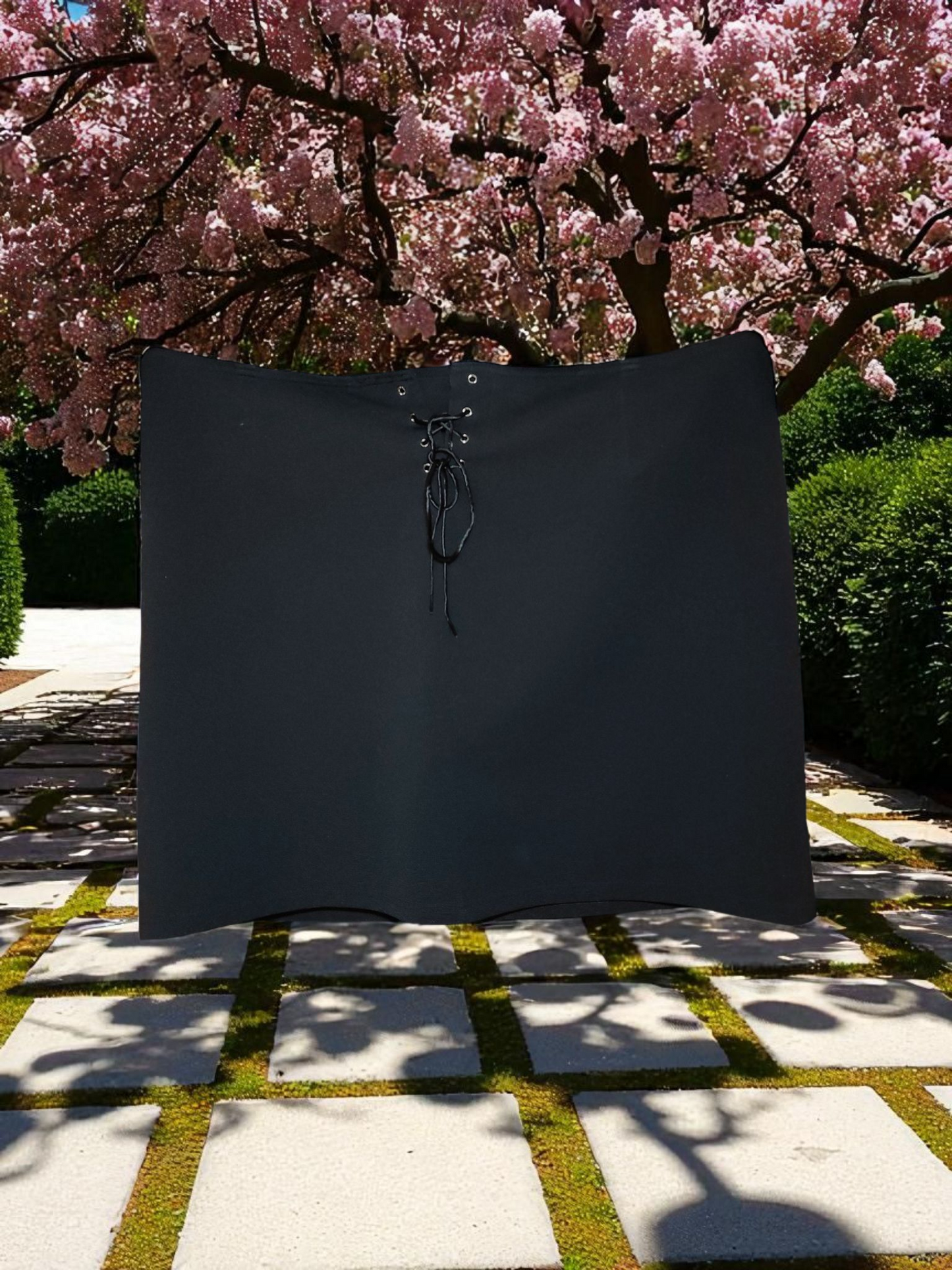 Black front tie skirt