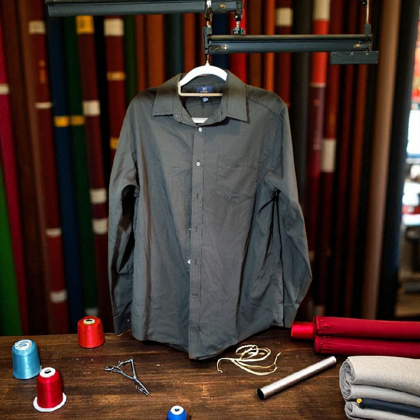 black button up business attire