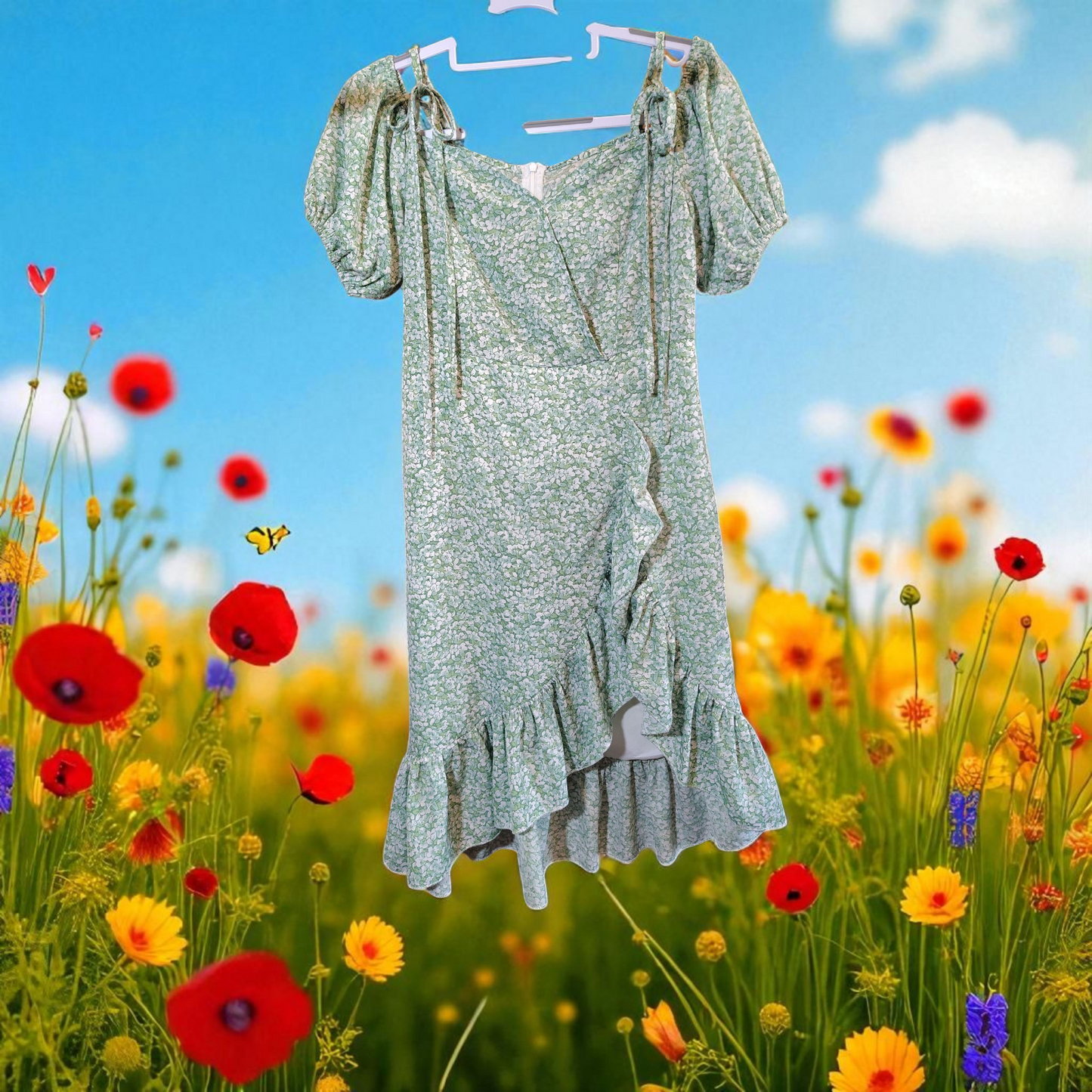 green floral print dress