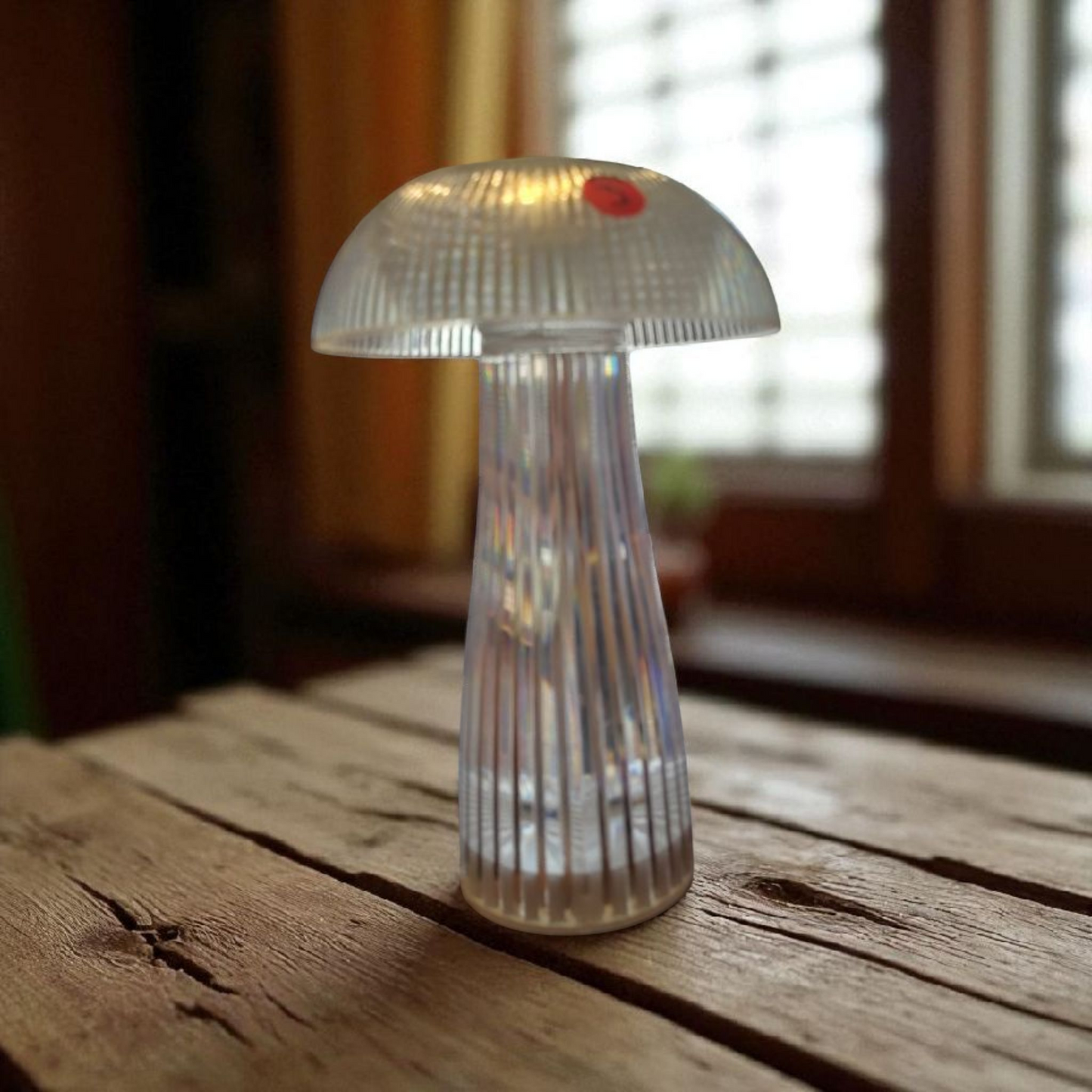 Clear mushroom battery operated lamp