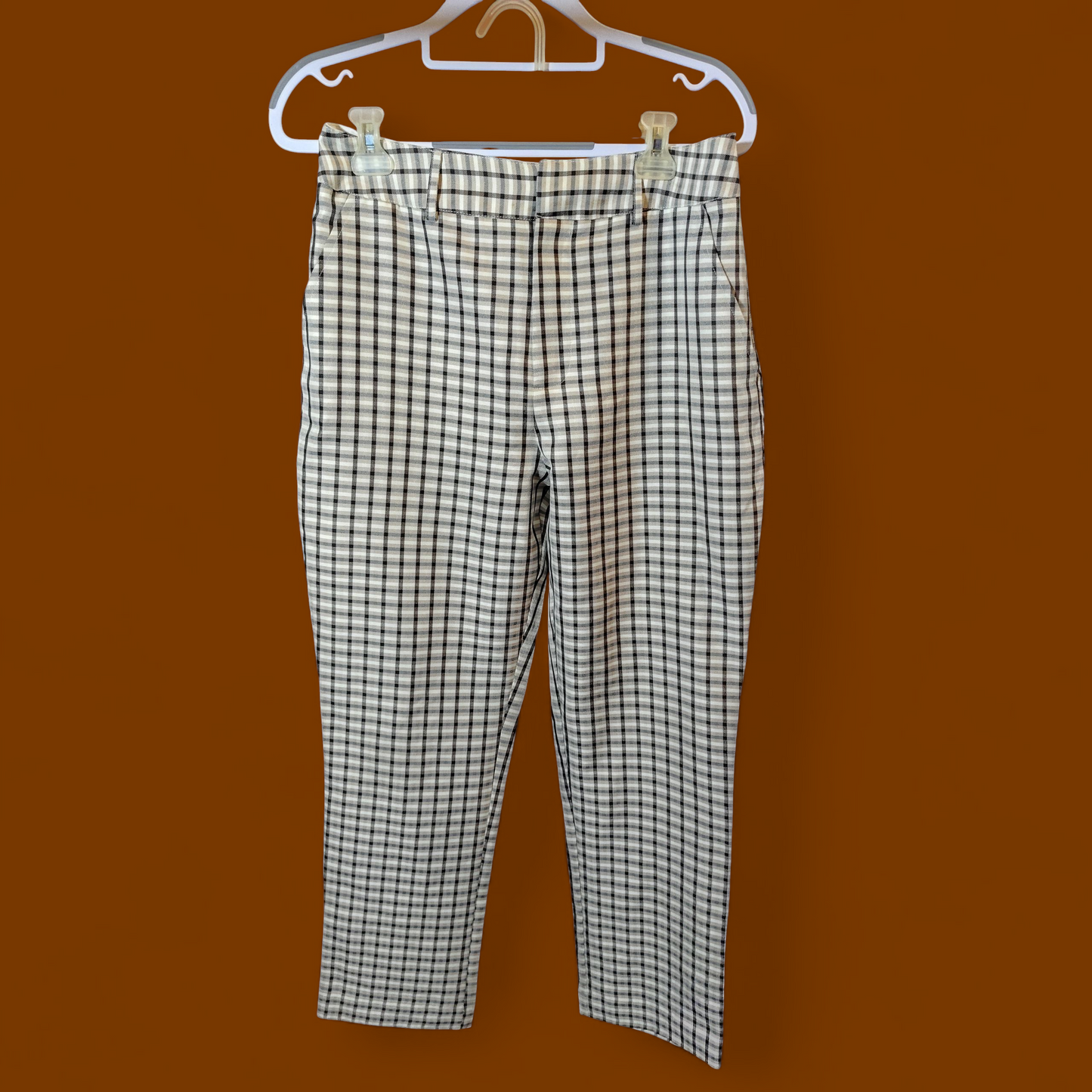 cream/tan/black checkered business suit style pant's woman's size 8