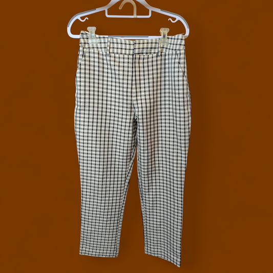 cream/tan/black checkered business suit style pant's woman's size 8