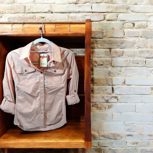 pink carhart button up long sleeve work shirt