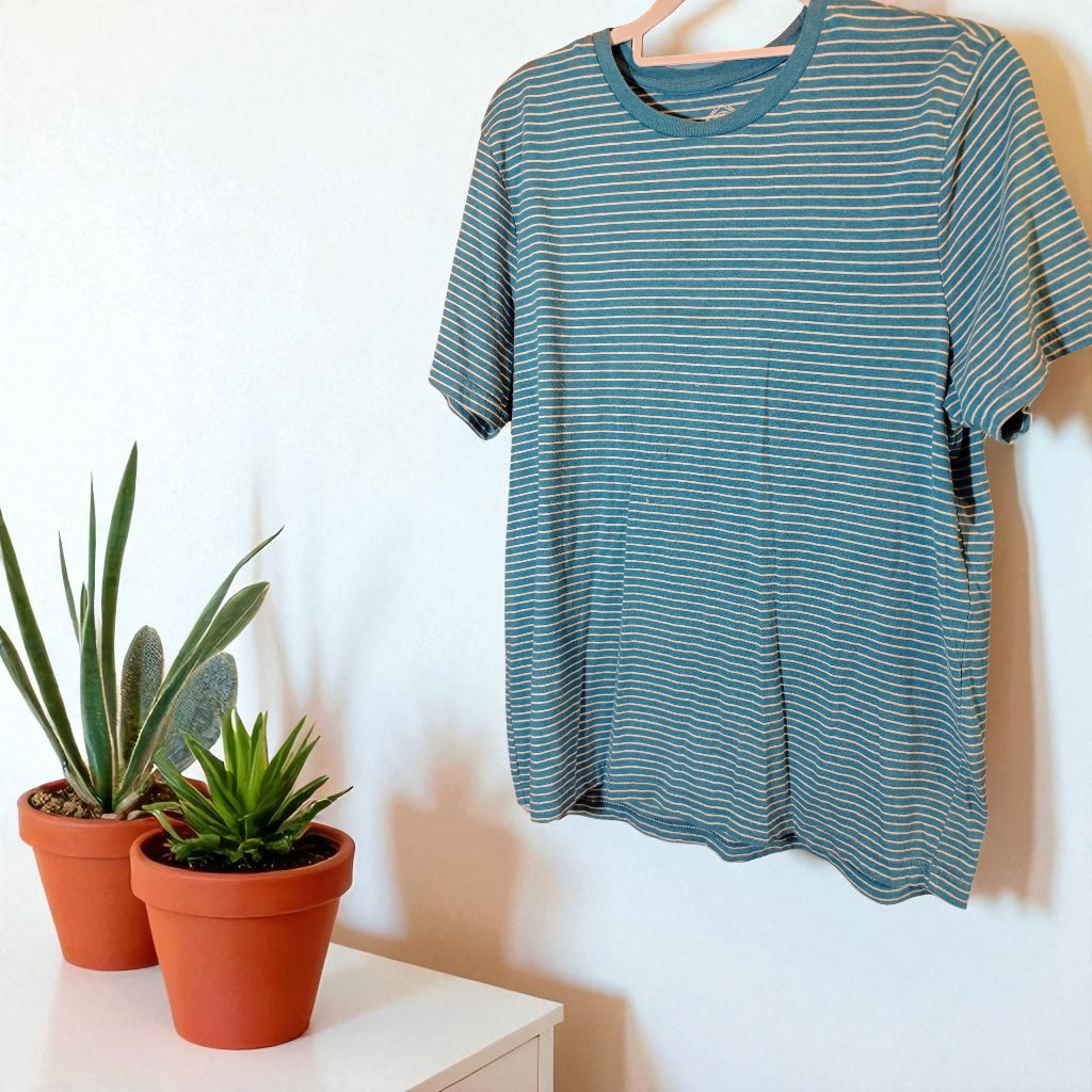 Large Teal and white Horizontal Striped Shirt