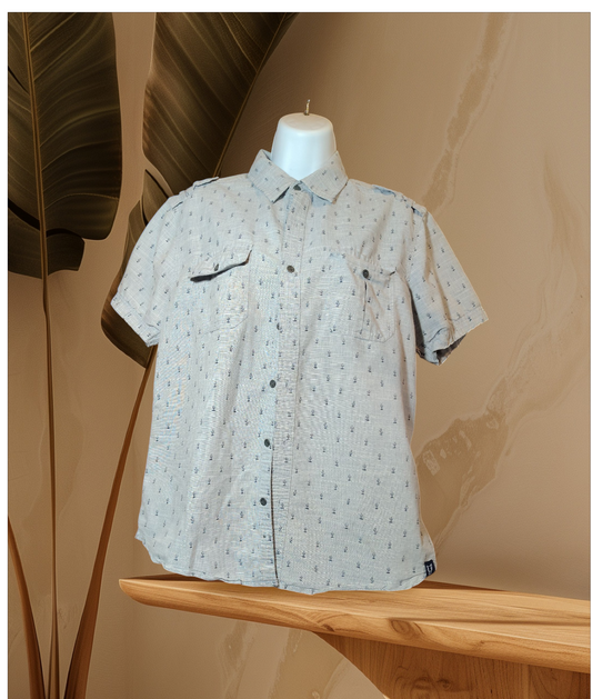 Unisex Button Down Dress Shirt  Cactus Print Large