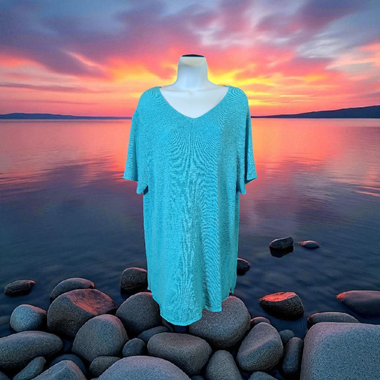 turquoise knitted shirt