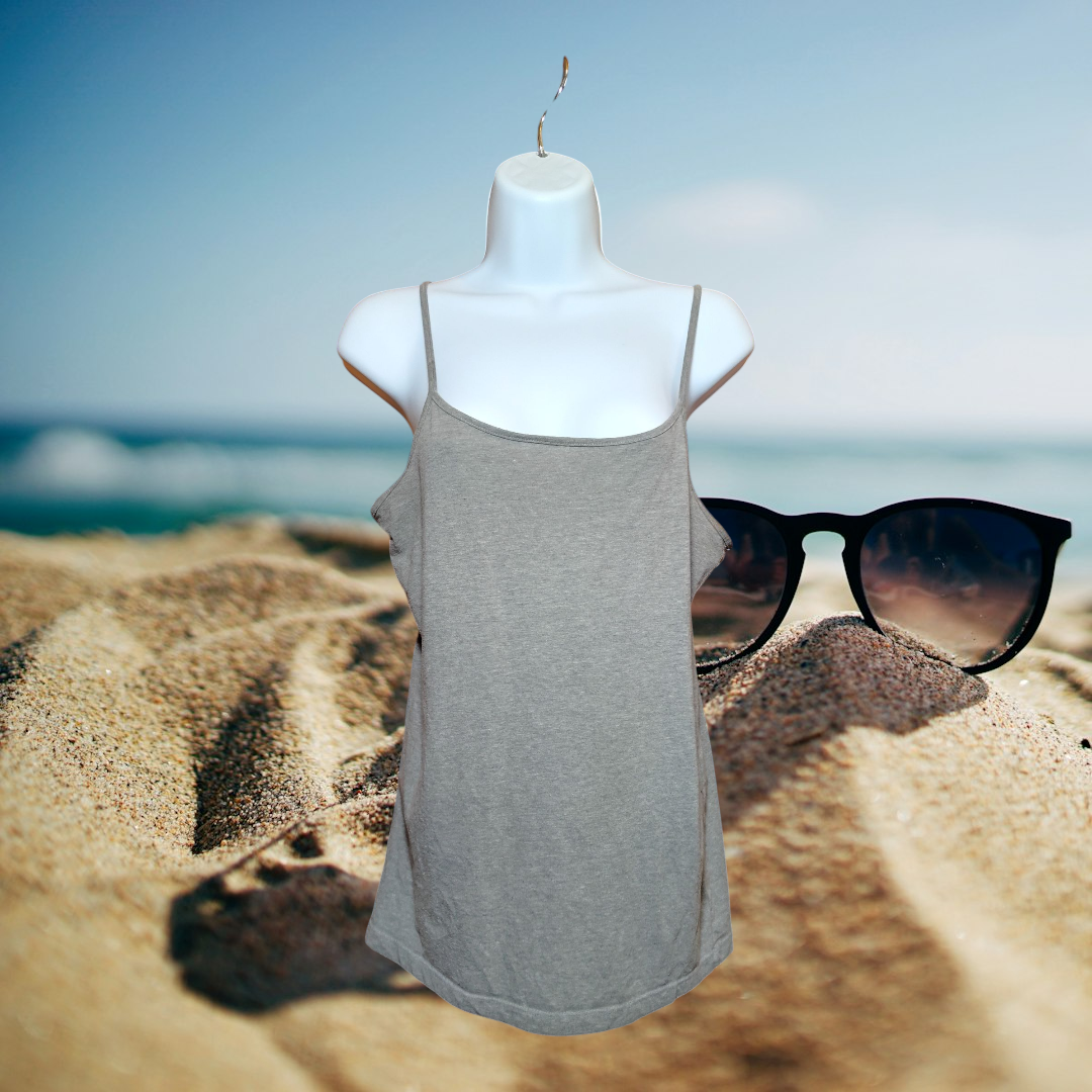 Light grey stretch spaghetti strap tank top  size M 8/10