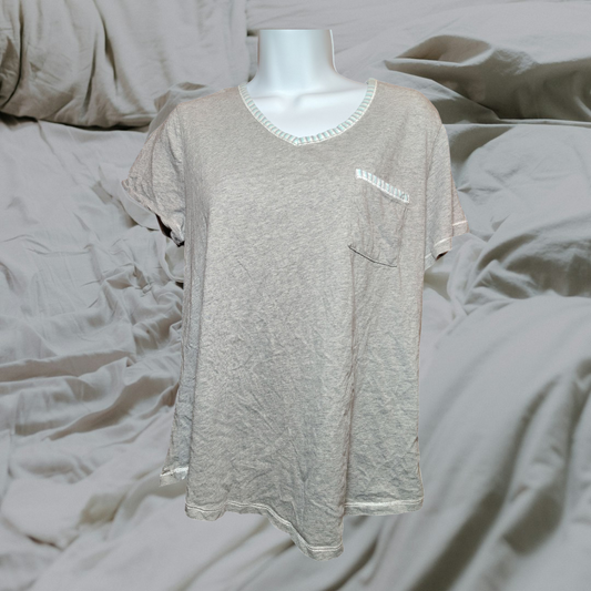CAROLE HOCHMAN PJ TOP MED GREY WITH TRIM
