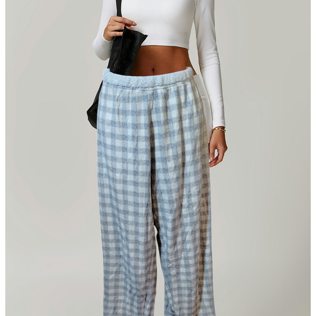 gray white checker lounge pants   size MED