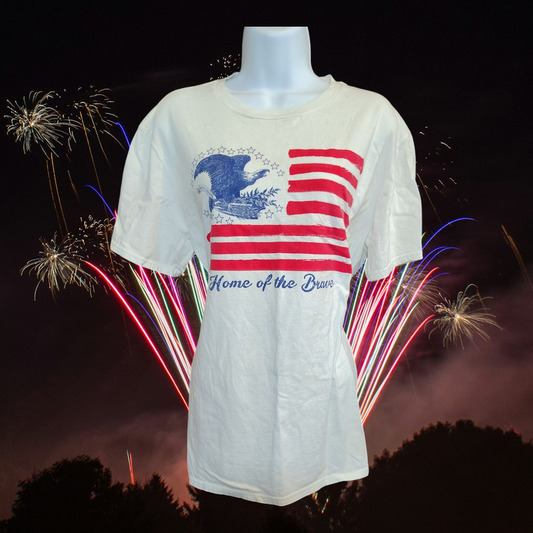 White Home of the brave work T shirt