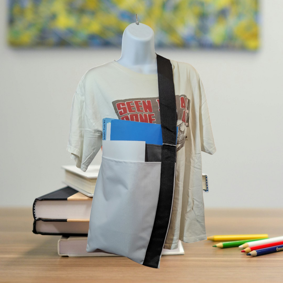 Black and white canvases double pocket shoulder bag