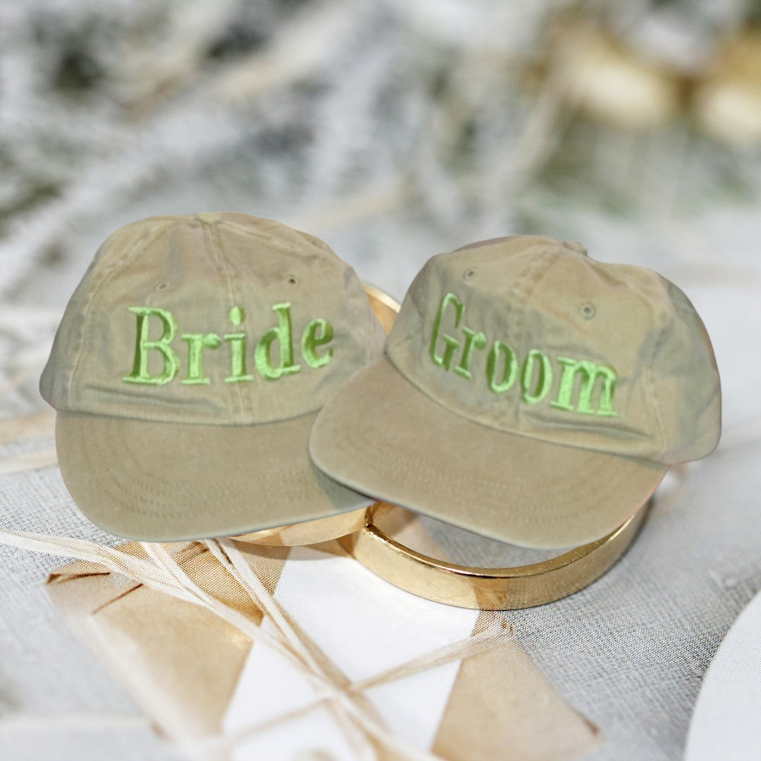 Tan Bride and Groom Hats