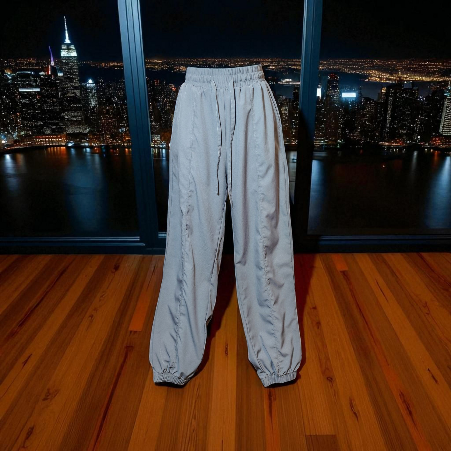 Light weight grey pant's  stretch waist and ankle  small