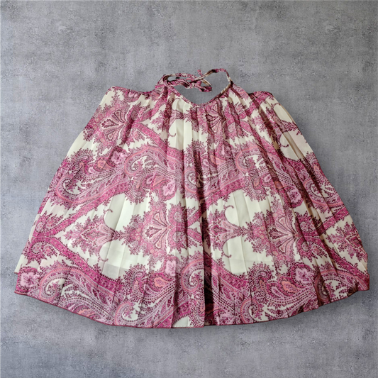 Lg Pink Floral Blouse (ties Behind neck)