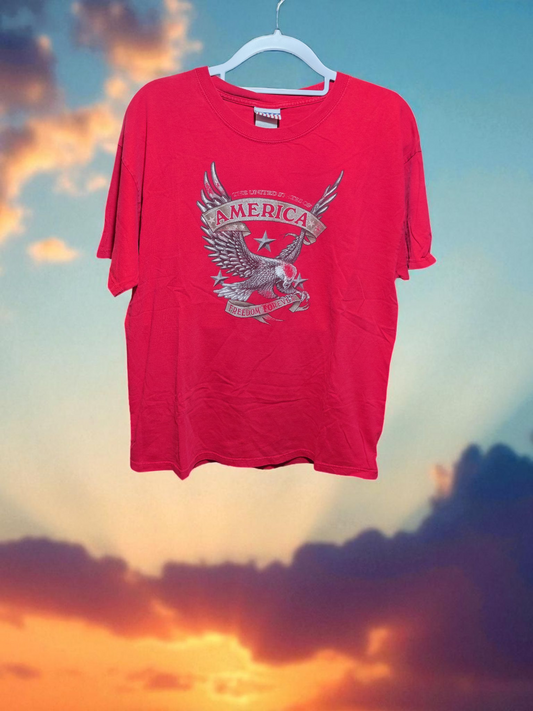 Red American forever T Adult LG
