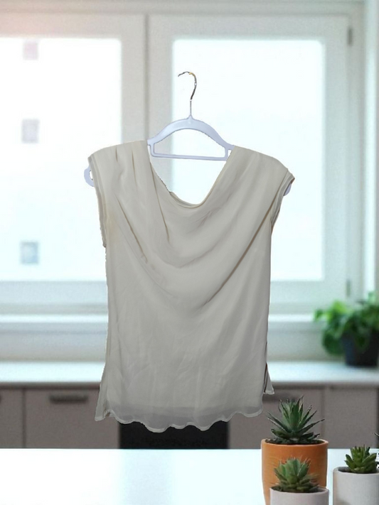 creme woman's dress shirt