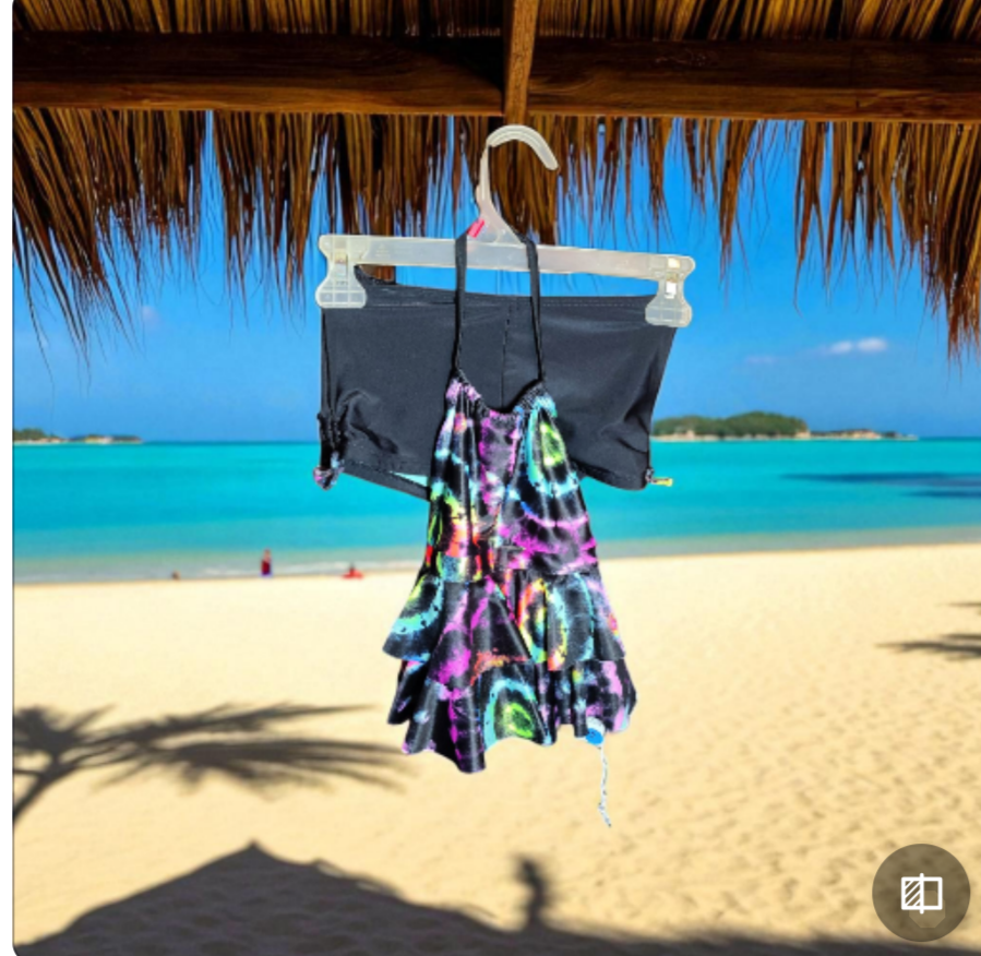 black neon multicolor  kids size 6/6x  2 PCs swim suit