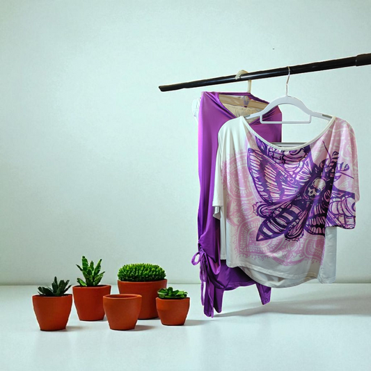 purple and white flying insect 3 pcs outfit size XL/XXL