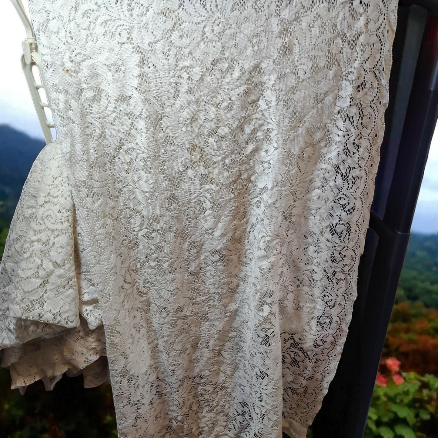 3 off white Lace curtains