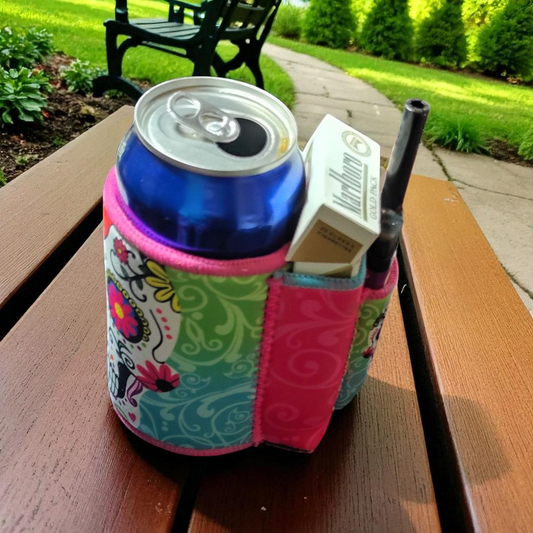 Insulated cooler with cigarette and lighter holder  day of the dead design