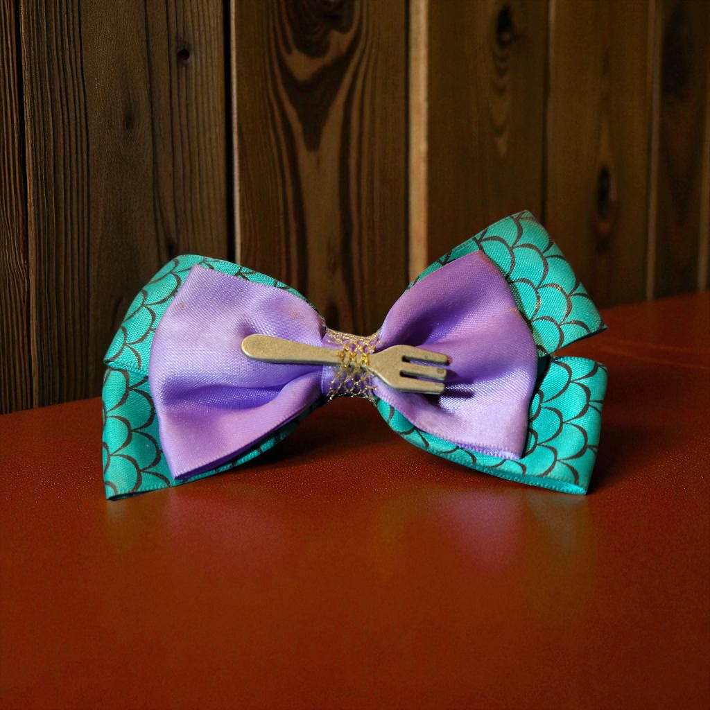 Teal/Purple Bowtie with a Fork Embellishment Clip