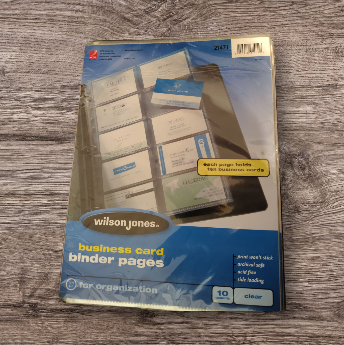 business card binder pages