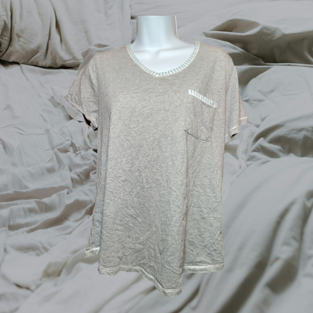 CAROLE HOCHMAN PJ TOP MED GREY WITH TRIM