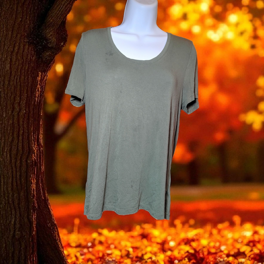 green V neck shirt
