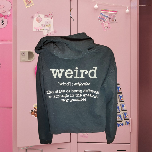 Crop Top Hoodie "Weird" Size Small