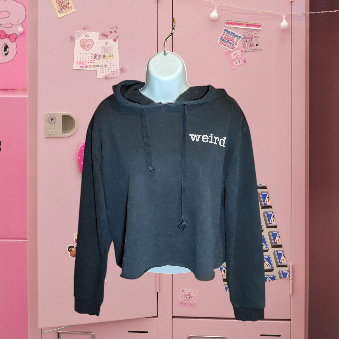 Crop Top Hoodie "Weird" Size Small