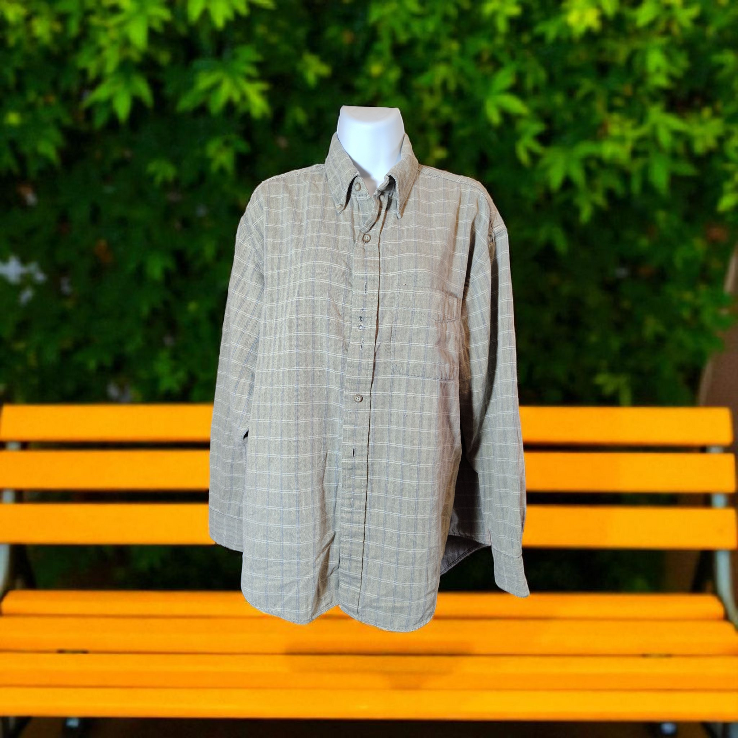 Van Heusen M brown/blue plaid shirt