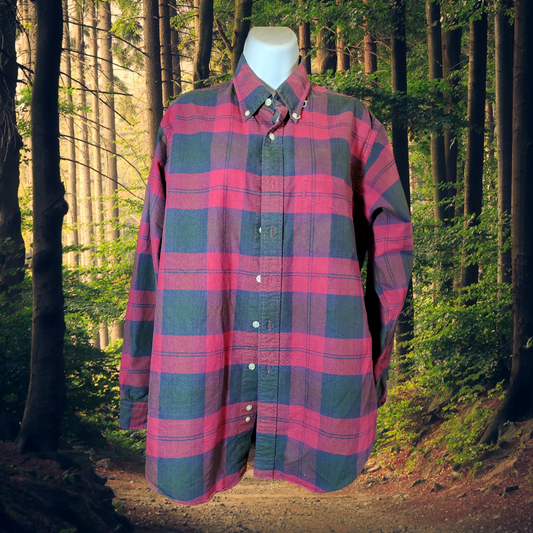 men's M red, blue green plaid flannel