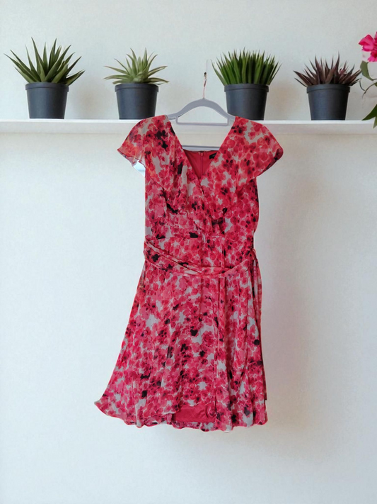 Red Floral with frill sun dress
